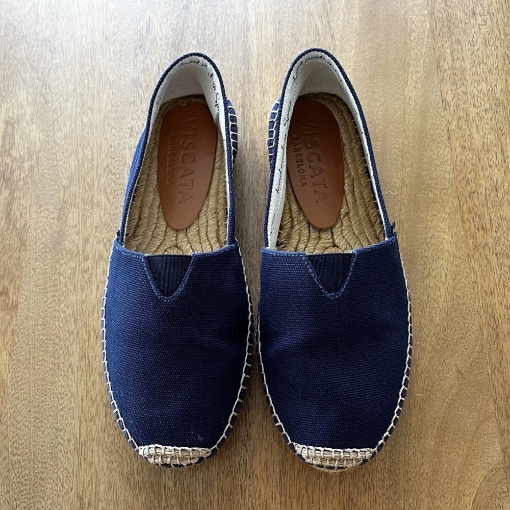 Viscata Barcelona Barceloneta Canvas Espadrille Flats EUR 38 US 7- Made In Spain